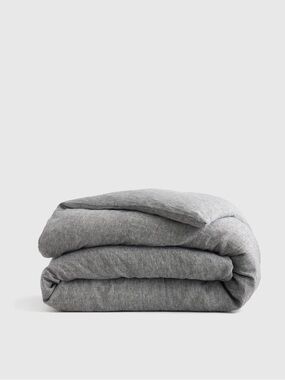 QUINCE European Linen Duvet Cover King/Cal King Charcoal Chambray 7952